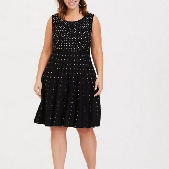 Torrid Black & White Dotted‎ Skater Sweater Dress Size 3 - Picture 1 of 11